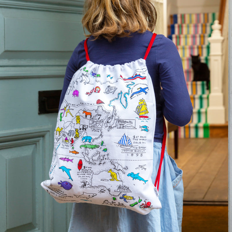 World Map Backpack - colour in & learn