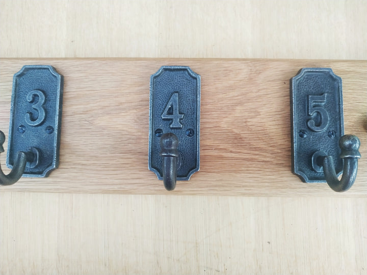 Antique Style Numbered Coat Hooks 1-6