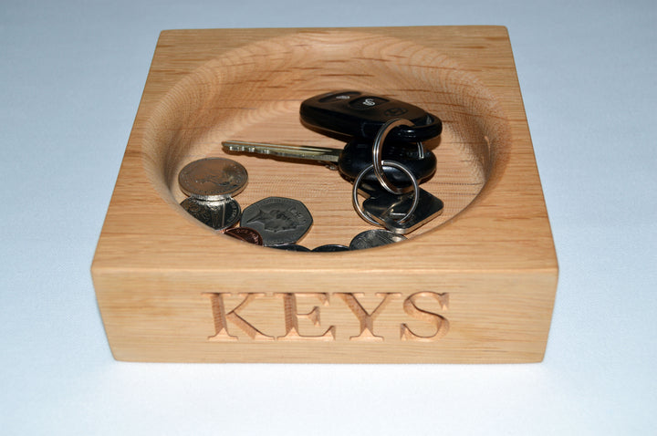 Personalised Oak Key/Change Bowl