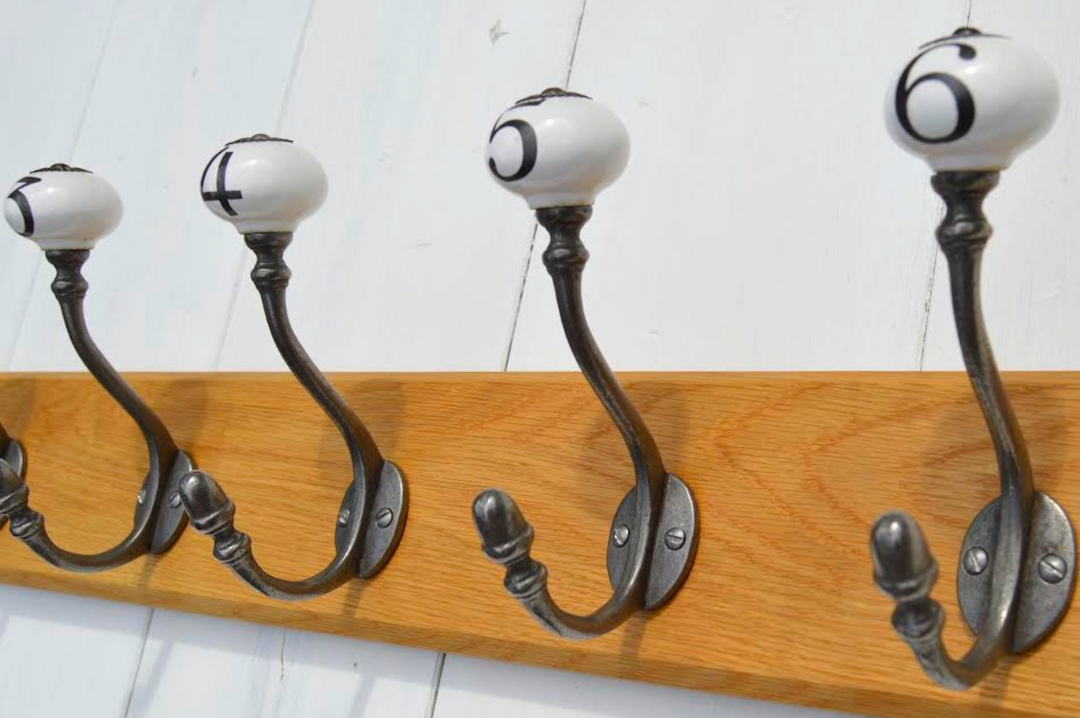 Numbered Ceramic Coat Hooks 1-6