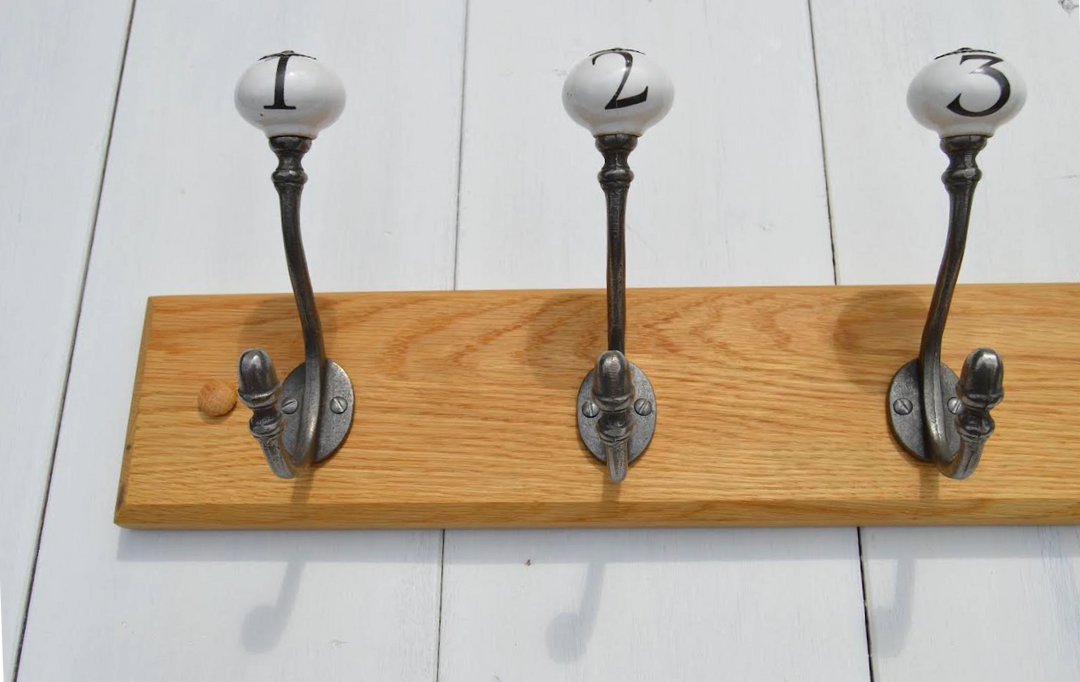 Numbered Ceramic Coat Hooks 1-6