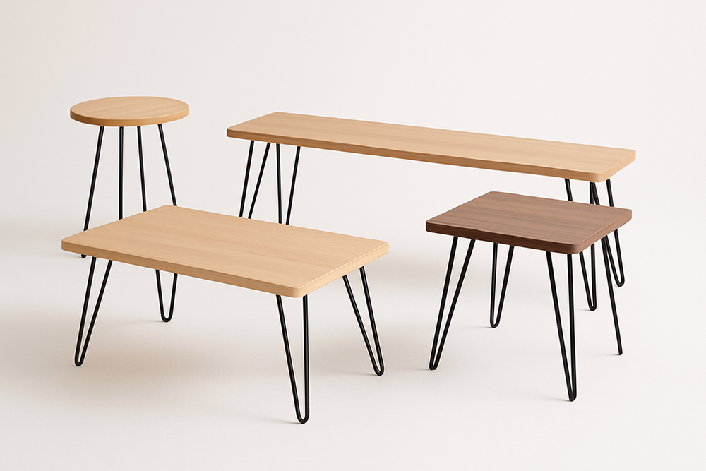 group of simple hairpin leg furniture pieces