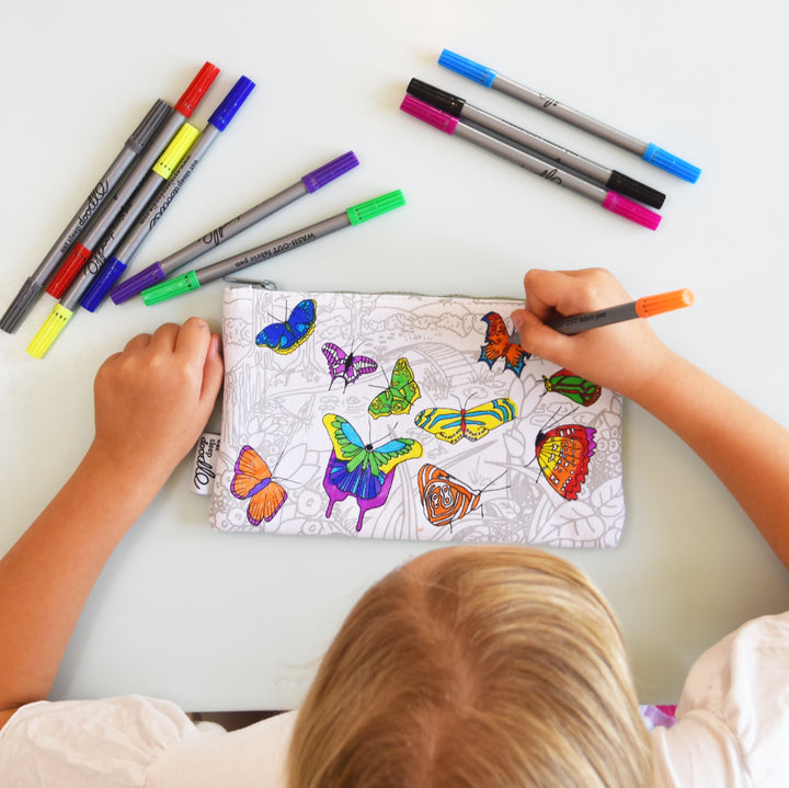 Butterfly Pencil Case - colour in & learn