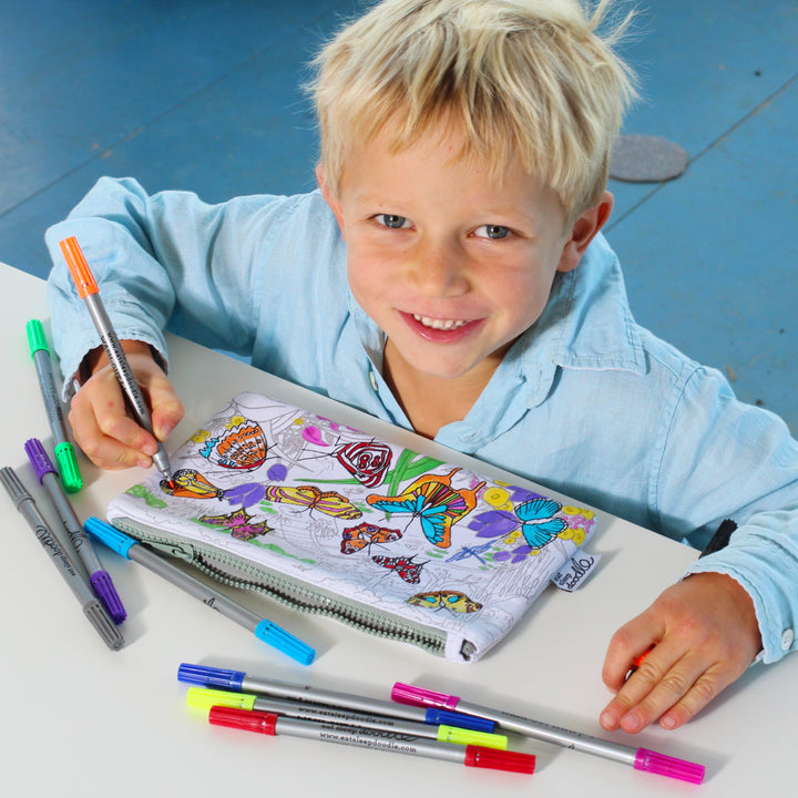 Butterfly Pencil Case - colour in & learn