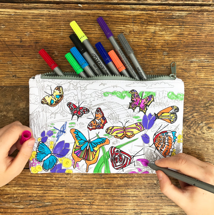Butterfly Pencil Case - colour in & learn