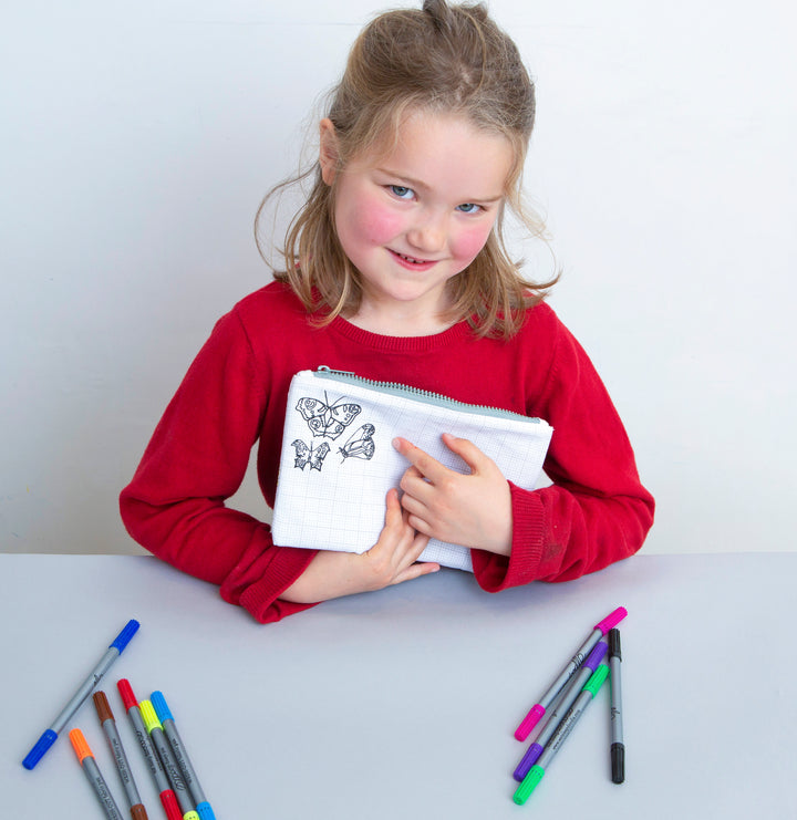Butterfly Pencil Case - colour in & learn