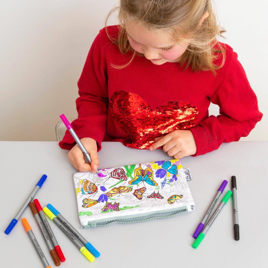 Butterfly Pencil Case - colour in & learn