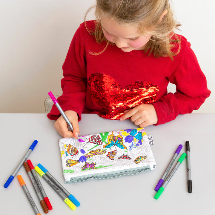 Butterfly Pencil Case - colour in & learn