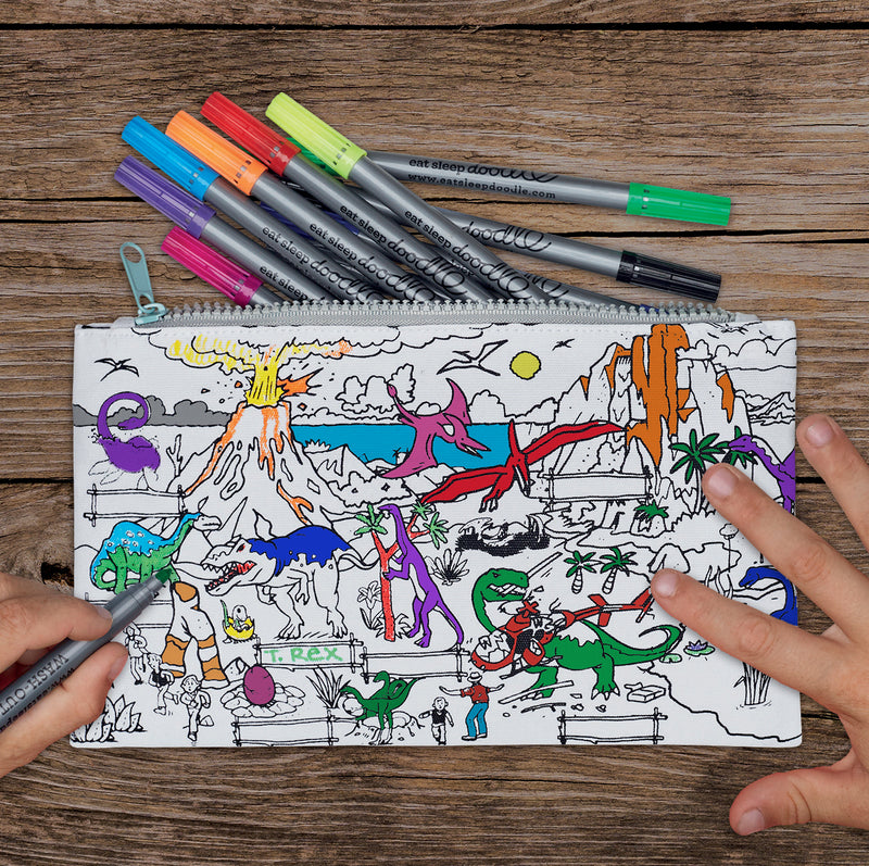 Dinosaur Pencil Case - colour in & learn